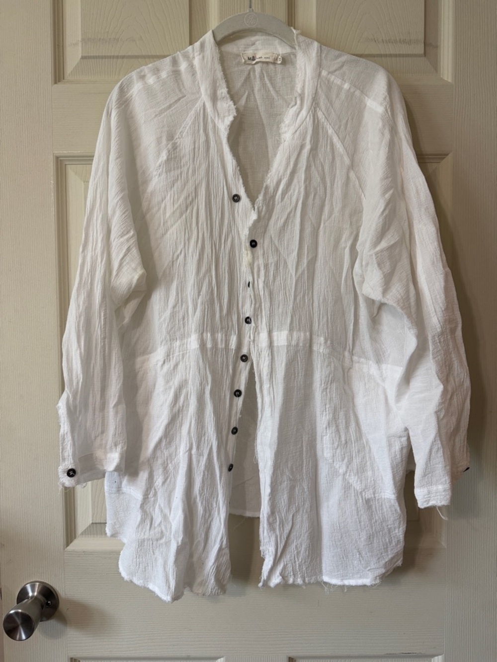 Women’s Lightweight White Button-Front Gauze Beach Coverup